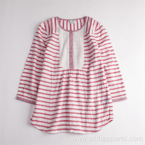 Girls' Cute Striped Long Sleeve Breathable Summer Shirt